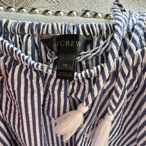 J Crew Ruffled Seersucker Striped Jumpsuit Beach Coverup in Size Medium - Picture 6 of 13